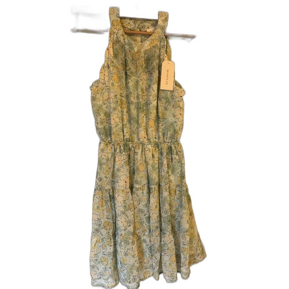NWT Monteau Los Angeles Dress S Halter High Neck Sleeveless Sundress Lined 3522